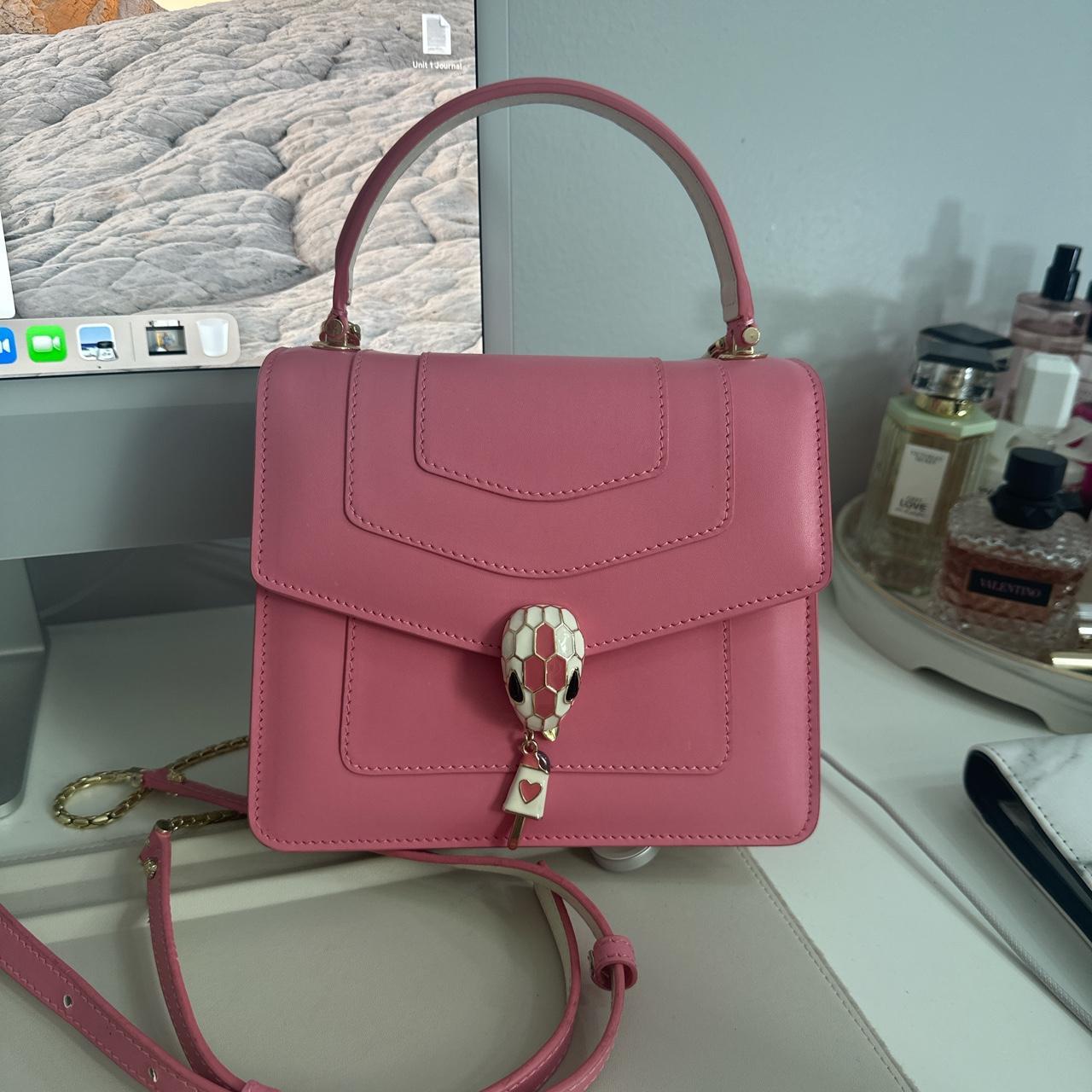 BVLGARI Women's Pink and Gold Bag | Depop