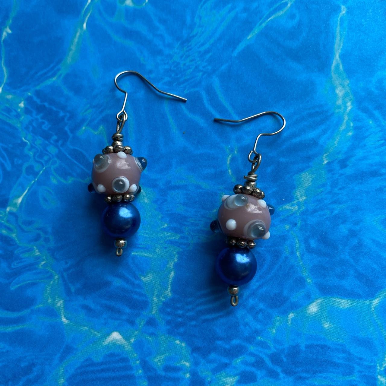 Handmade Glass Beaded Earrings - Depop