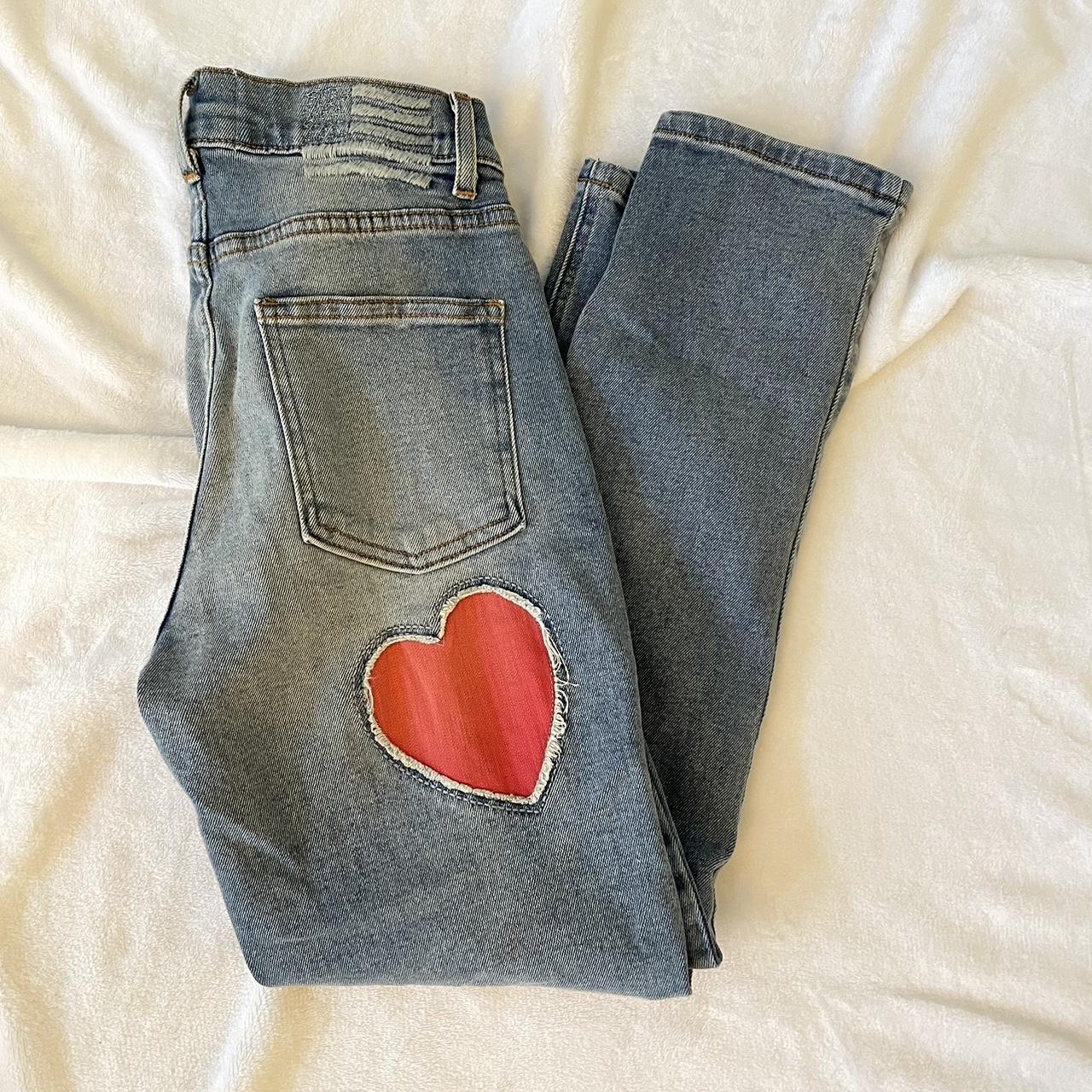 Cutest heart patch revice pants. Never worn out - Depop