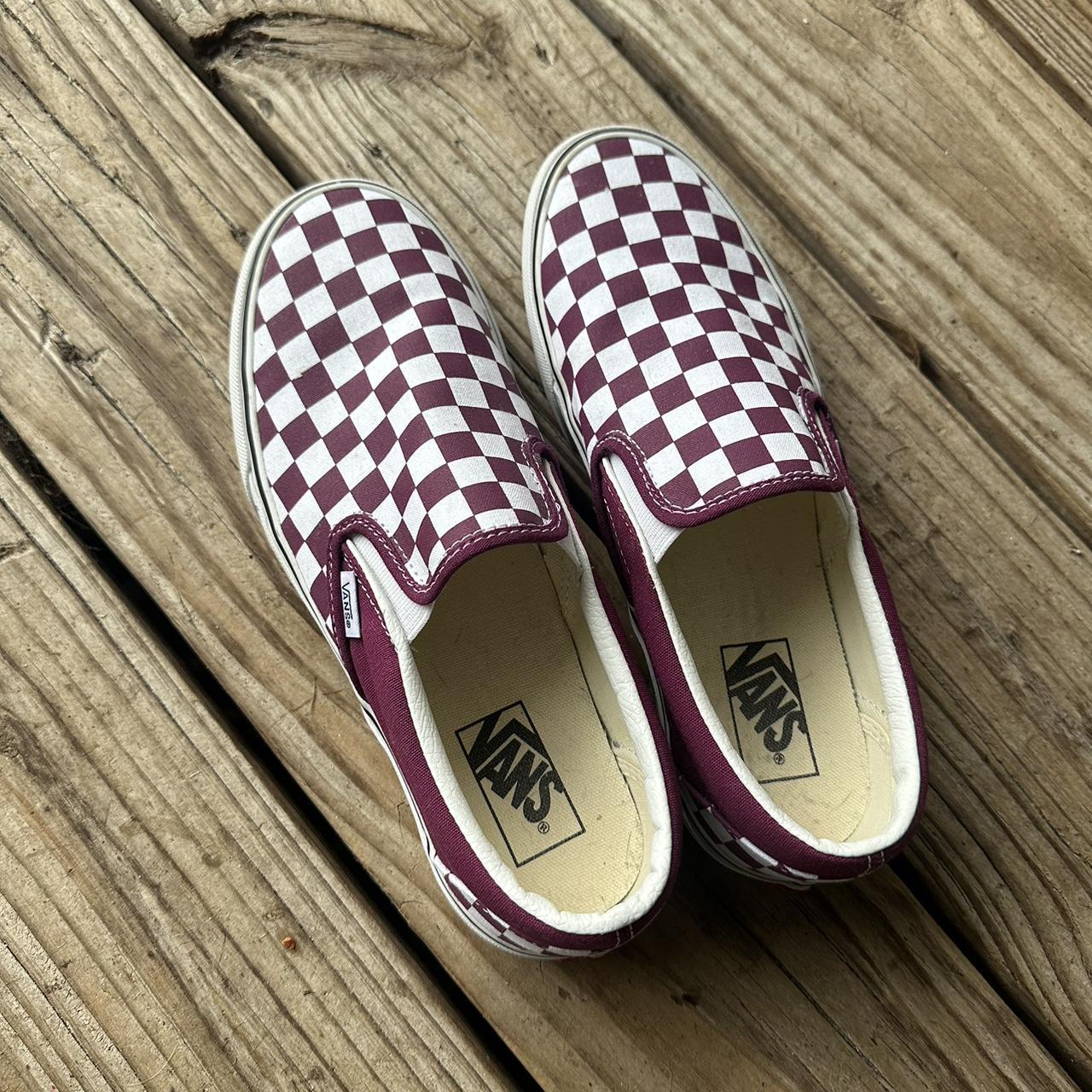 Maroon and white checkered vans best sale