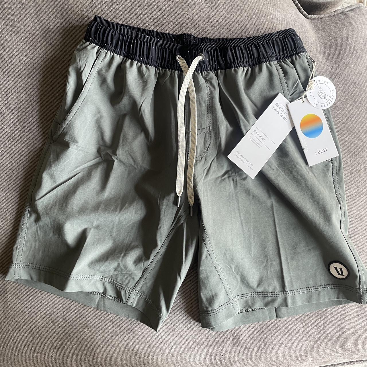 Vuori Men's Green and Grey Shorts | Depop