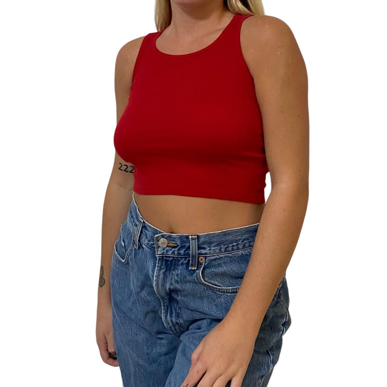 Womens Red Crop Top Depop 7685