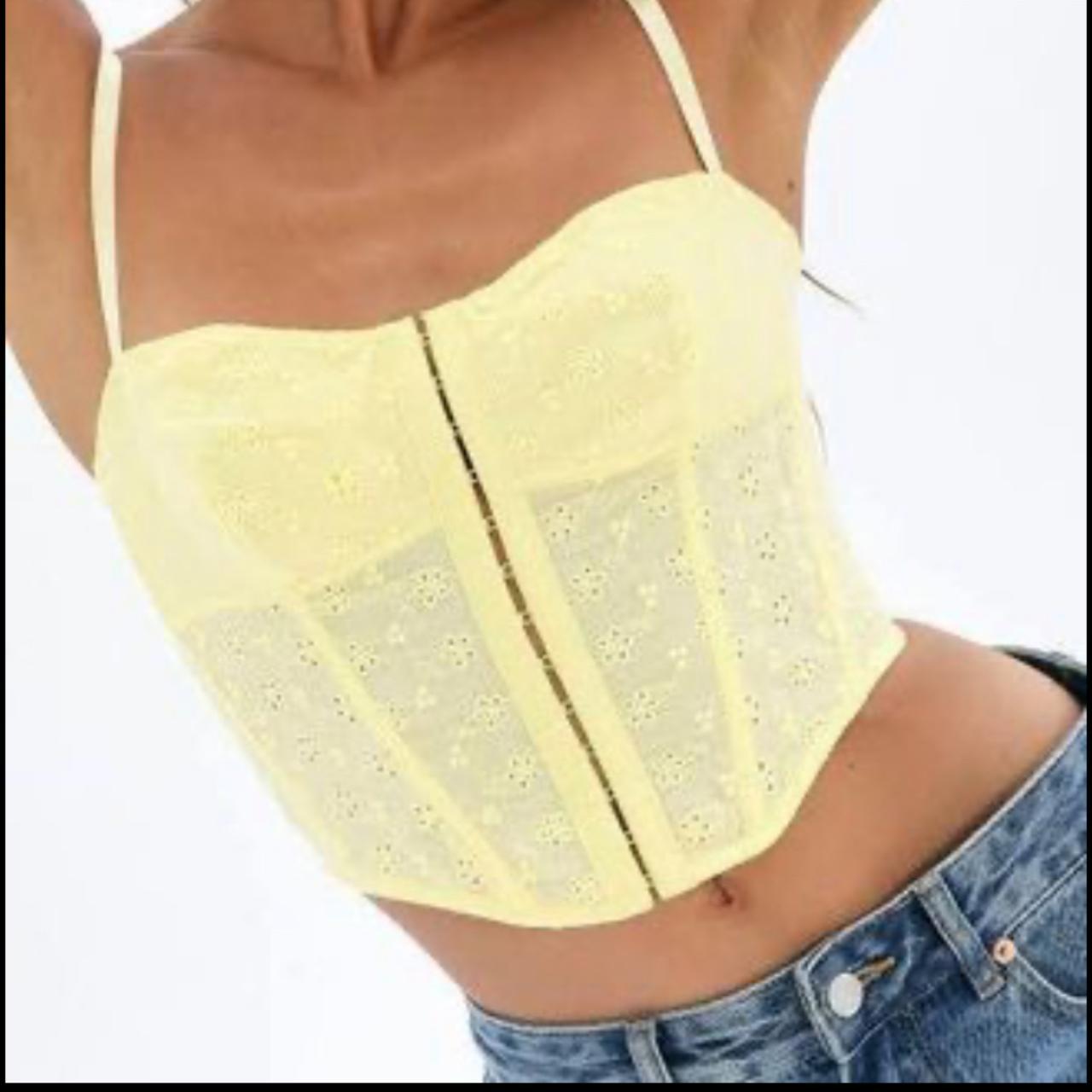 Glassons Yellow Broderie Corset Brand New Selling Depop