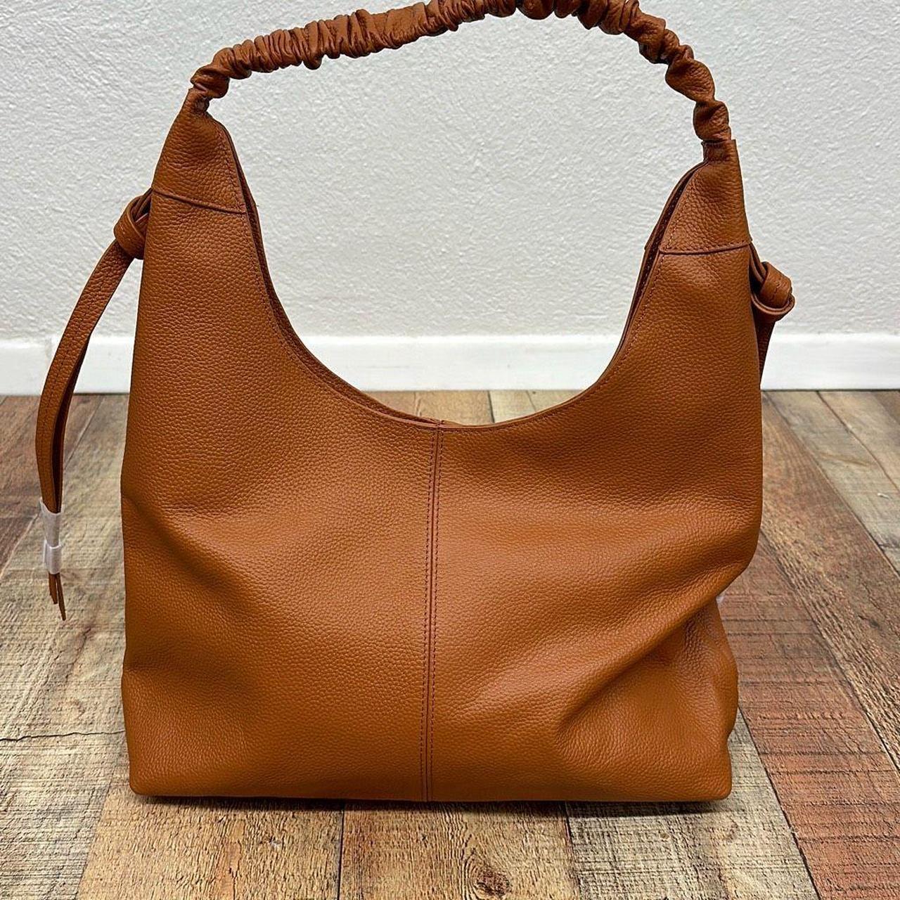 LAGGO Bella British Tan Slouchy Bag with Rouched Depop