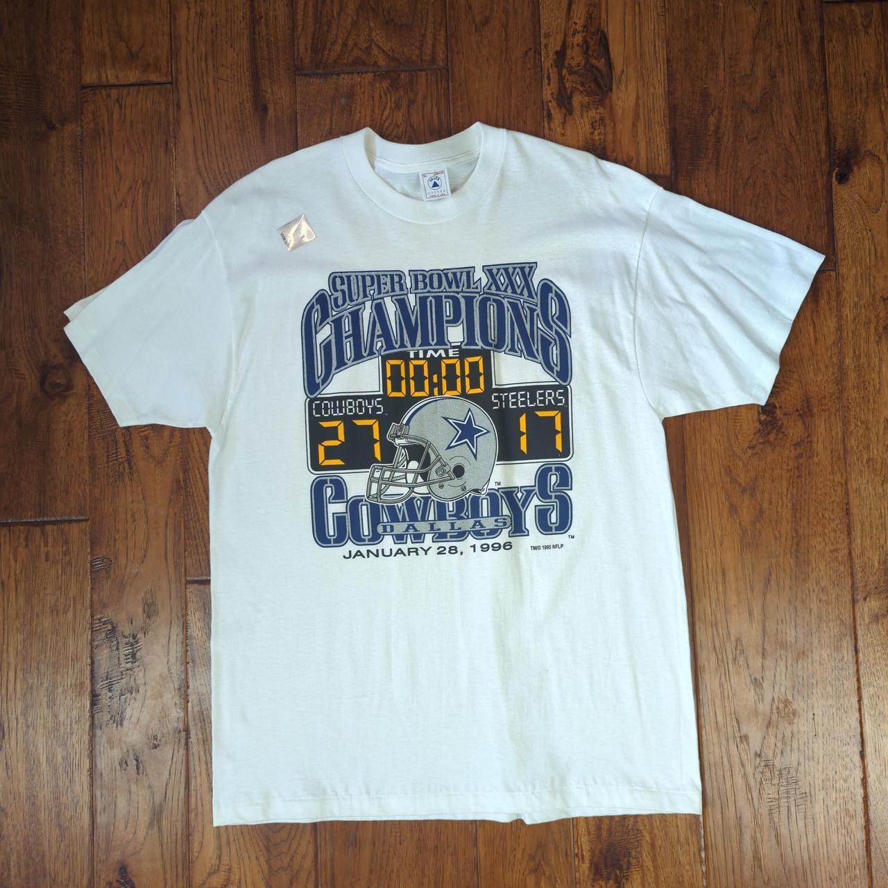 Dallas Cowboys NFL Superbowl XXX 30 Champions 1996 White Hoodie, S