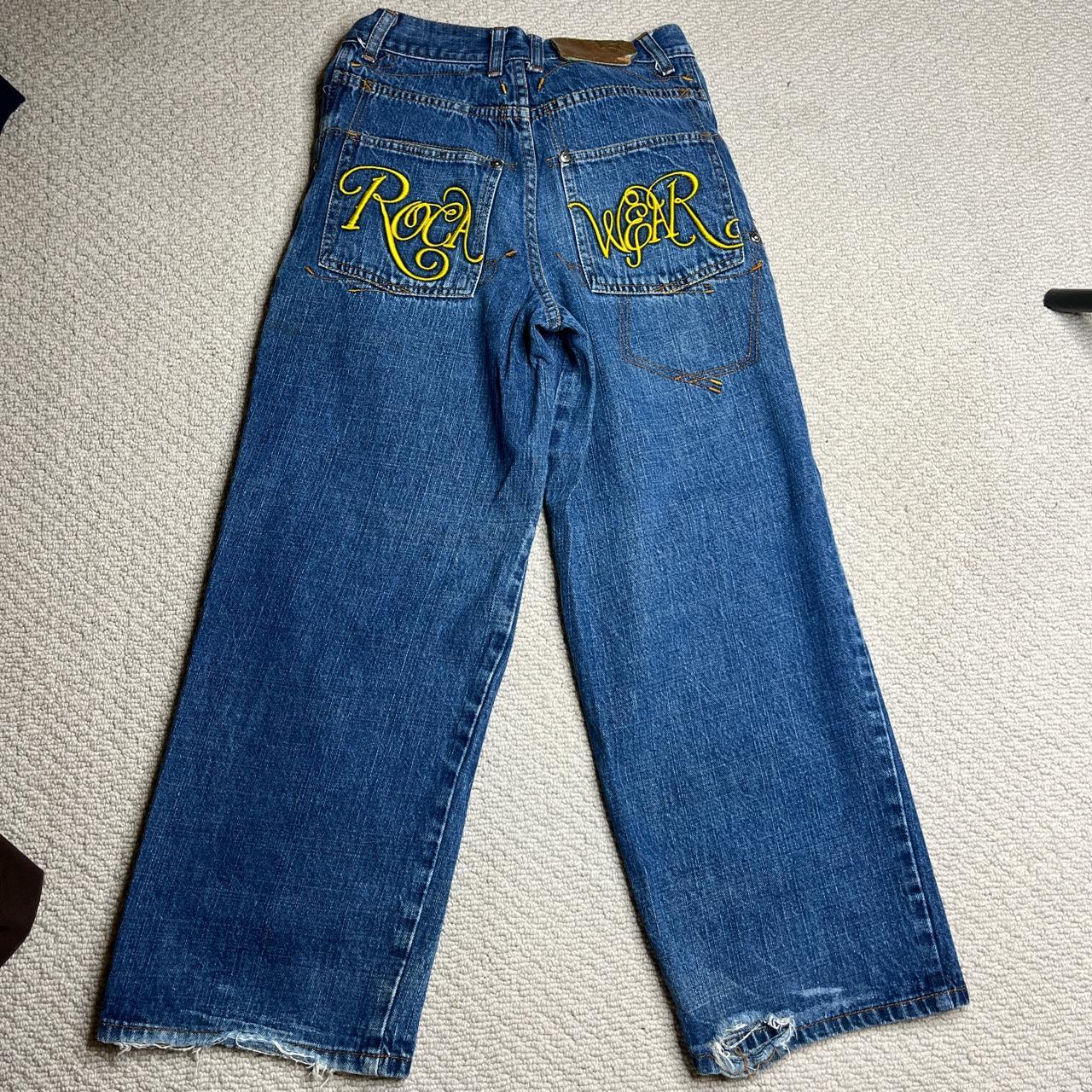 vintage baggy jeans. cool graphic on the back. - Depop