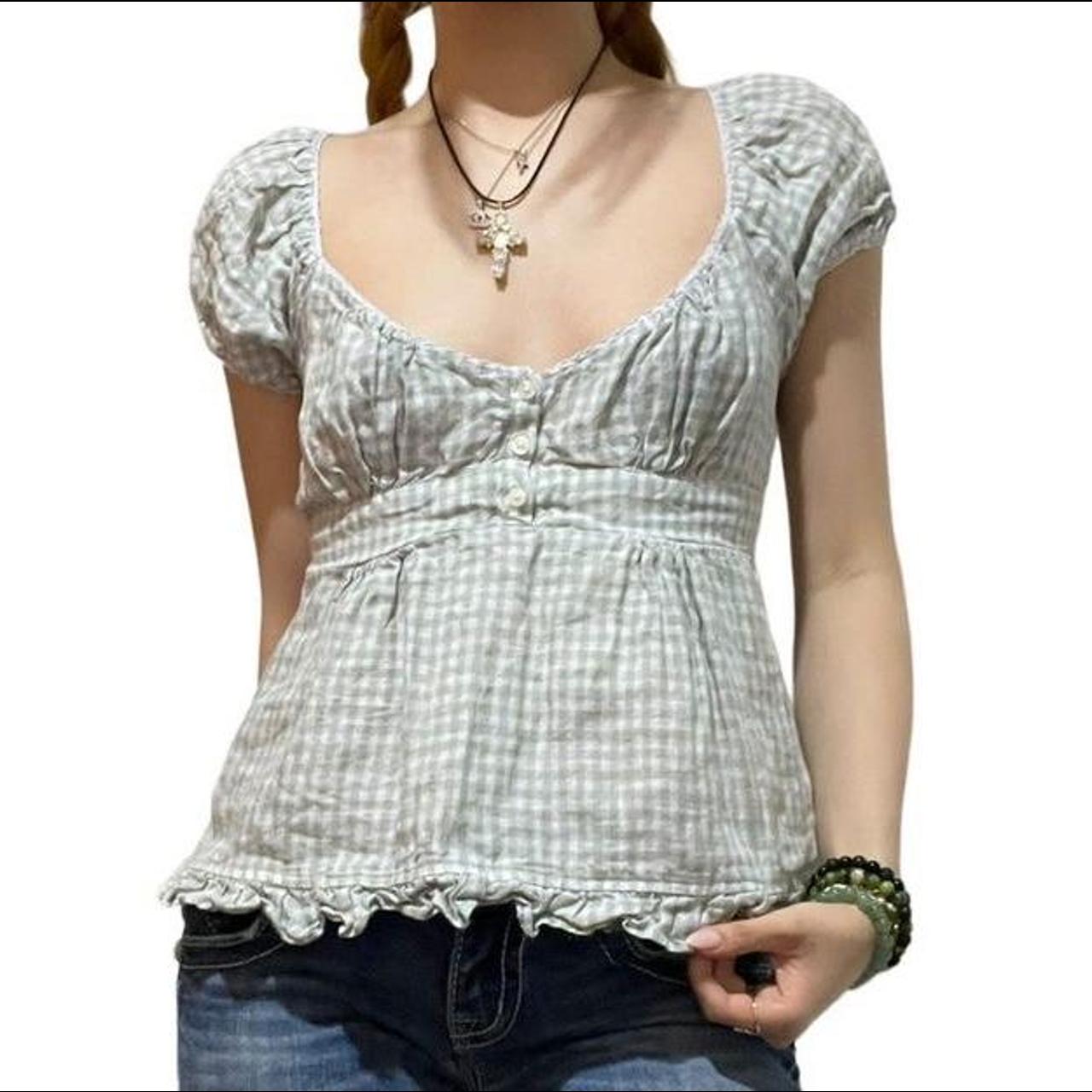 Brandy Melville Green Gingham Blair Top 💚☁️ ☁️ go to... Depop