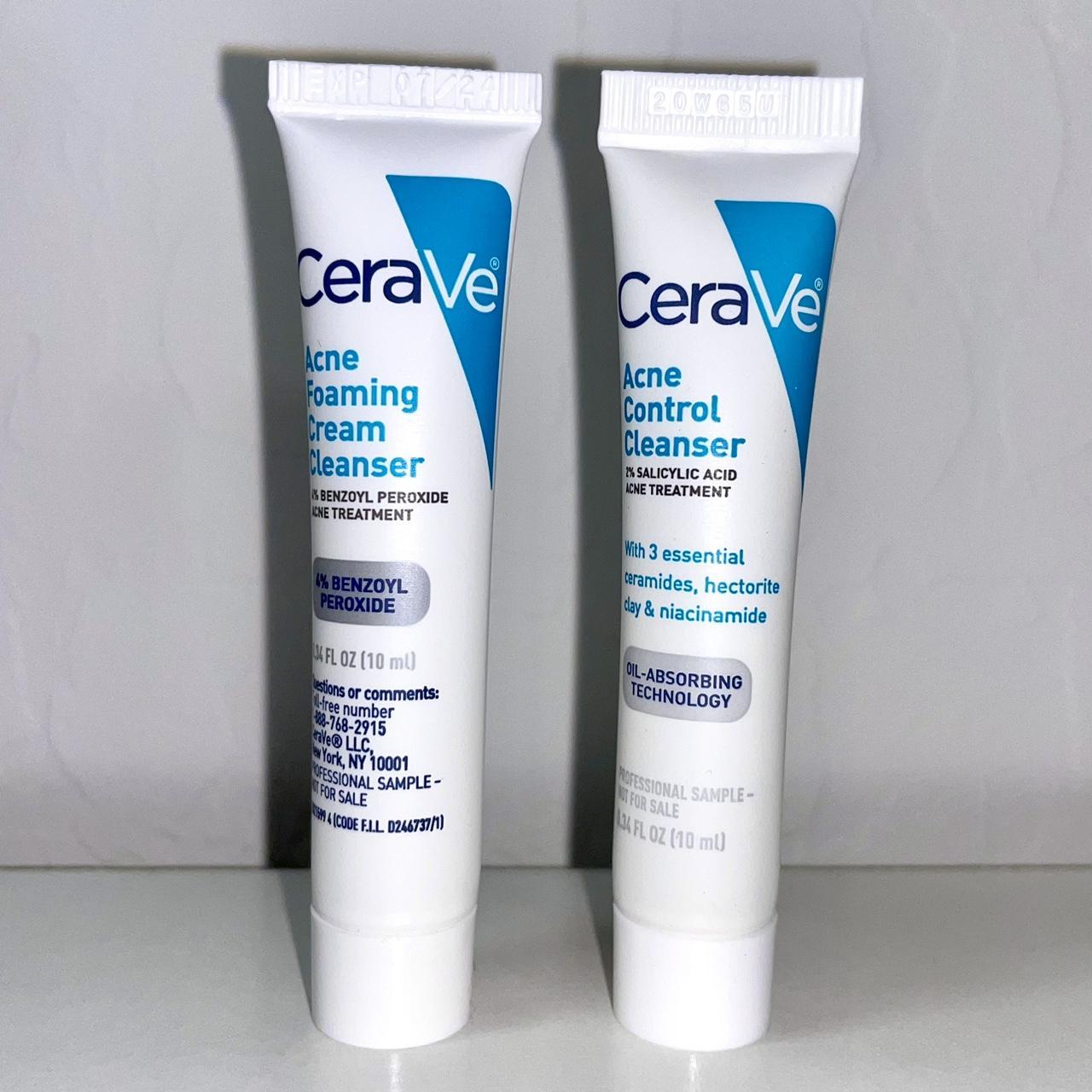 2 CeraVe - Acne Foaming Cream Cleanser 10mL/0.34oz... - Depop