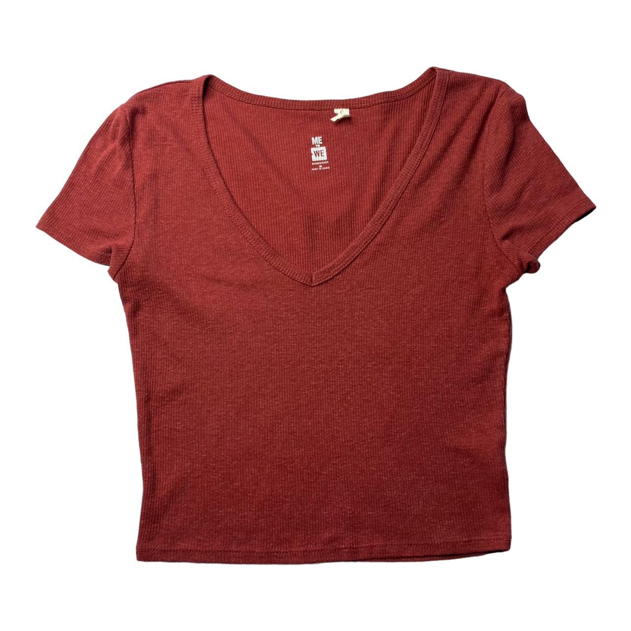 PACSUN Baby Tee V Neck Red ME to WE SIZE MEDIUM Pit... Depop