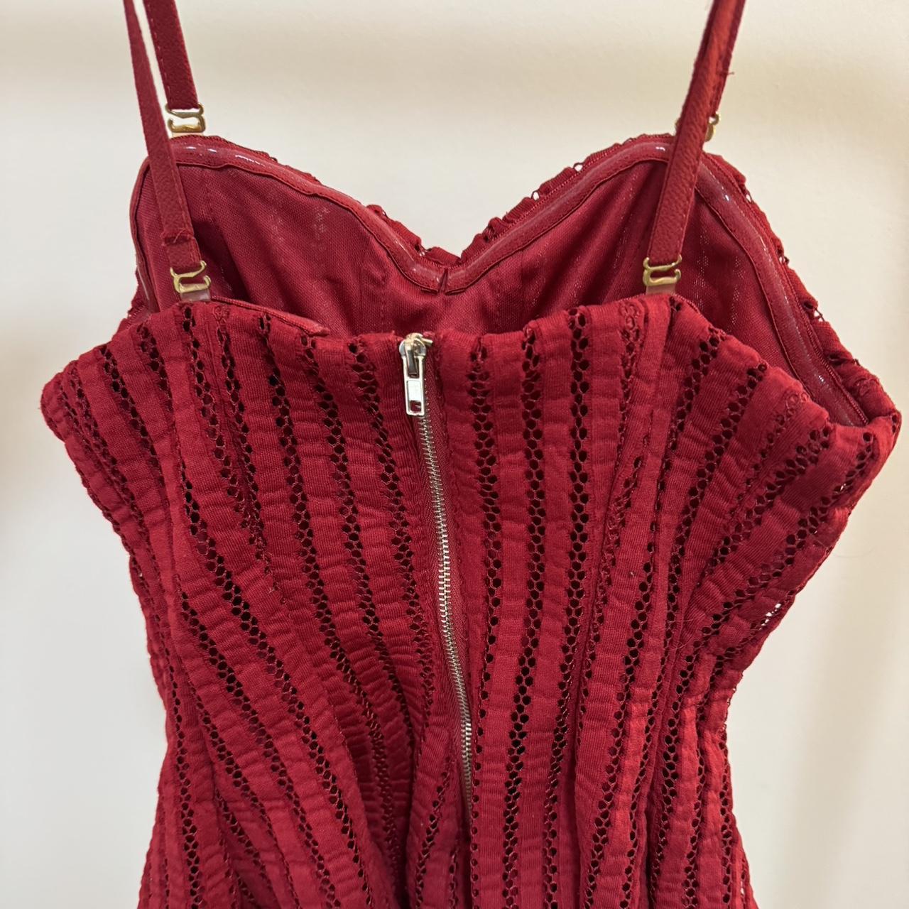 Valleygirl cherry red boned top Size S Depop