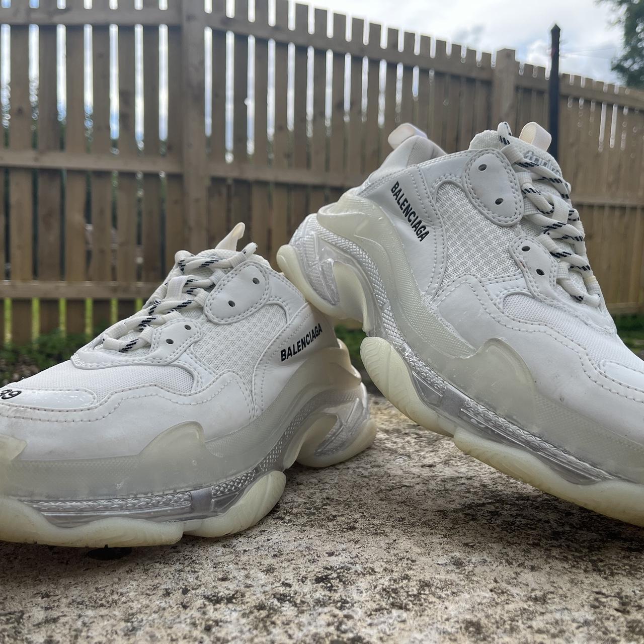 Triple S Clear Sole logo embroidered leather nubuck. Depop