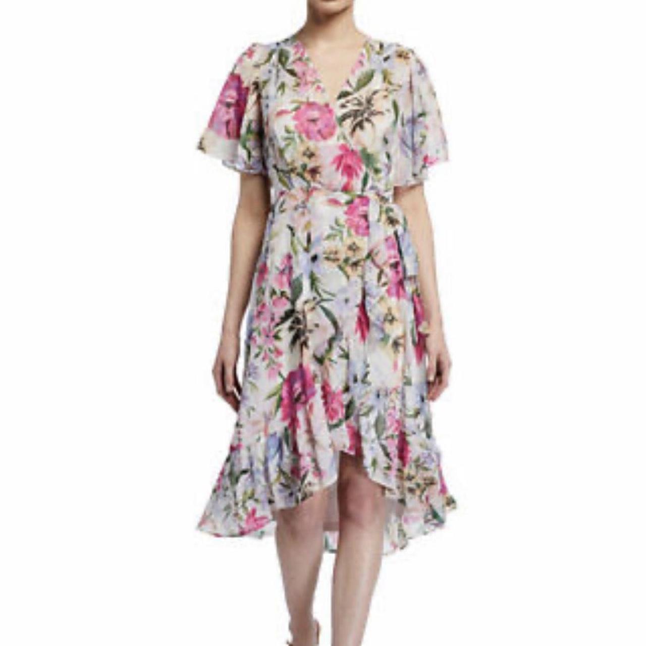 Calvin klein floral chiffon on sale dress