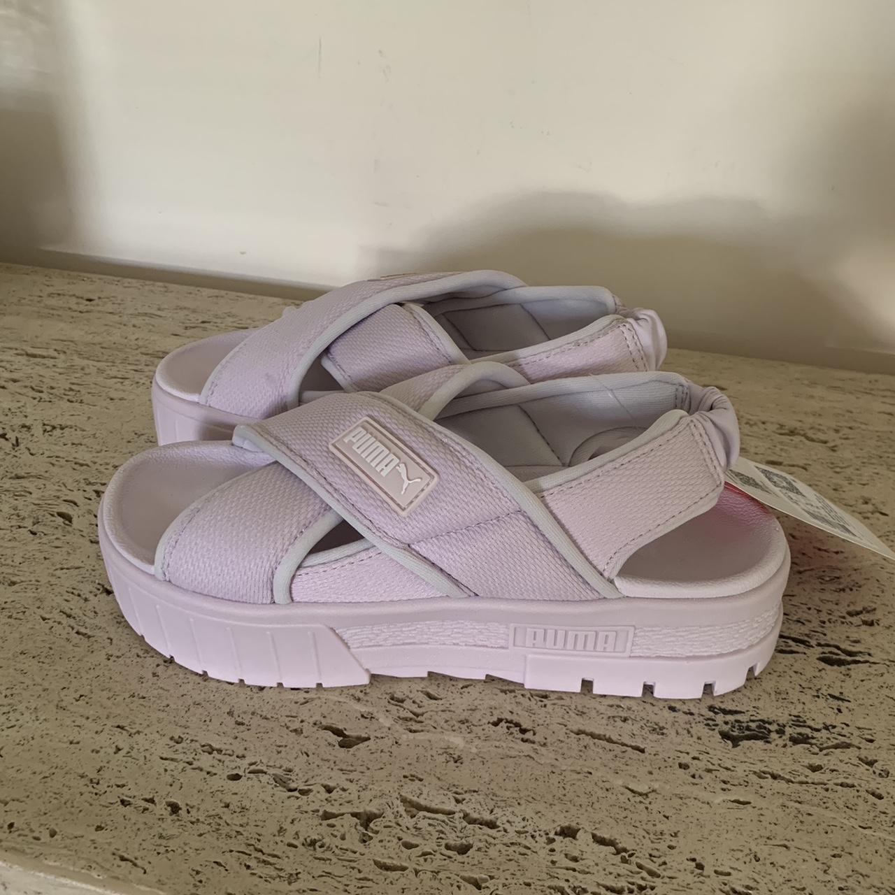 Puma sandals sales women purple