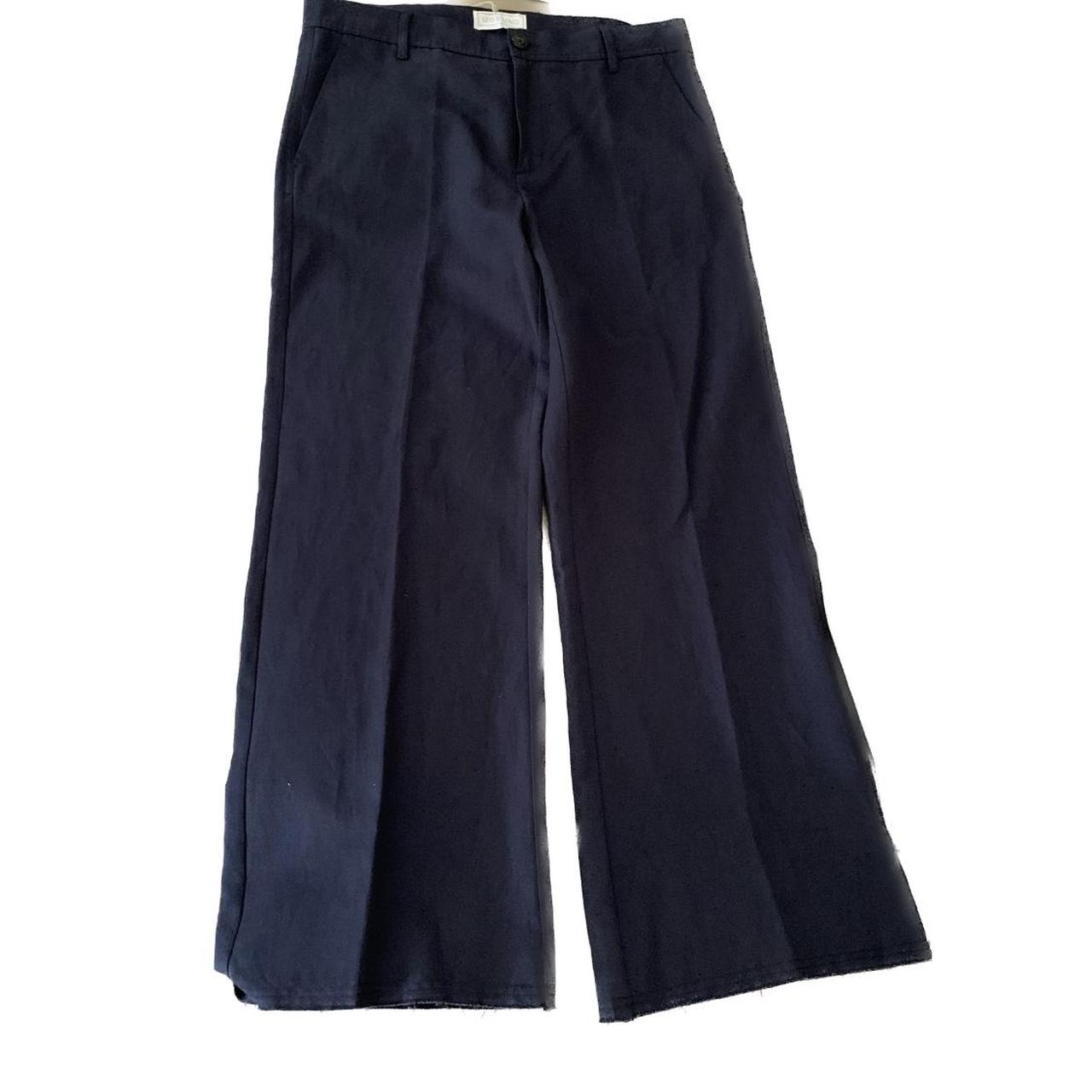 120% Lino Women's Navy Trousers | Depop