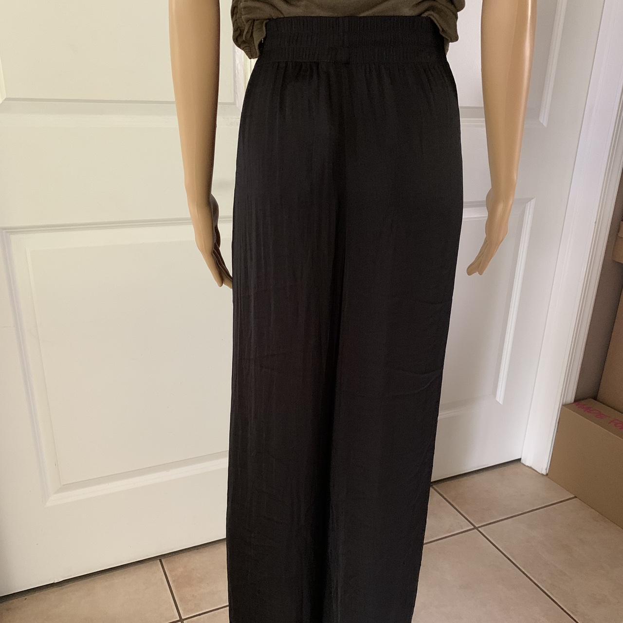 Black Wide Leg Pants Elastic Waist