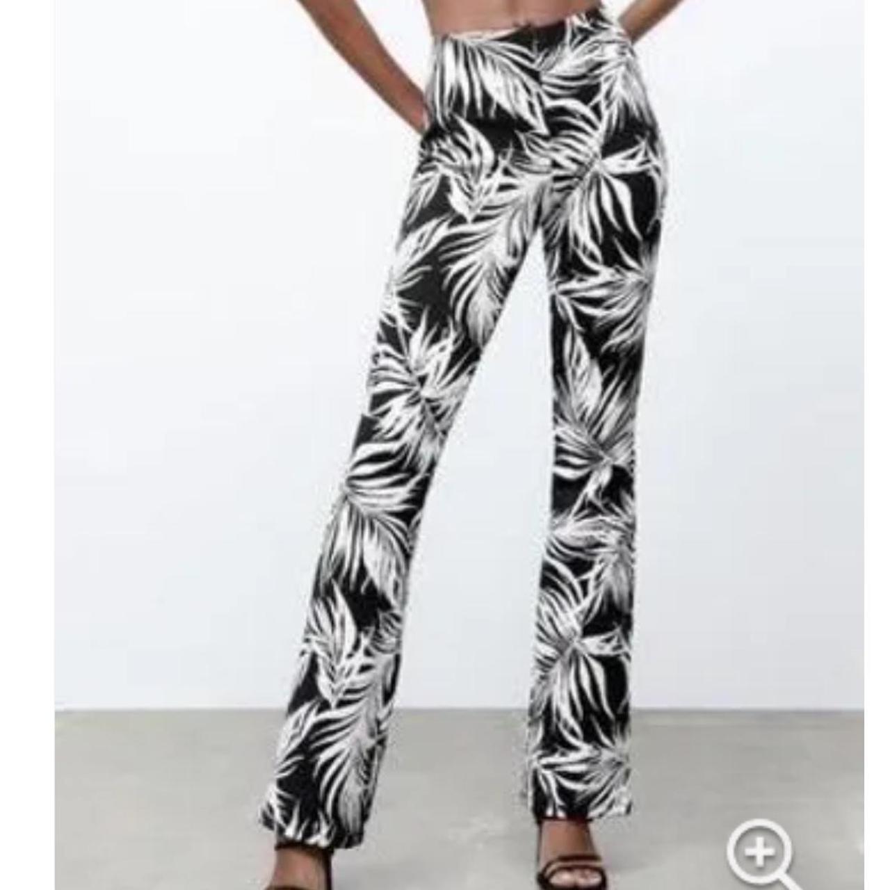 ZARA Jacquard Tropical Printed Pull On Pants. Size... - Depop