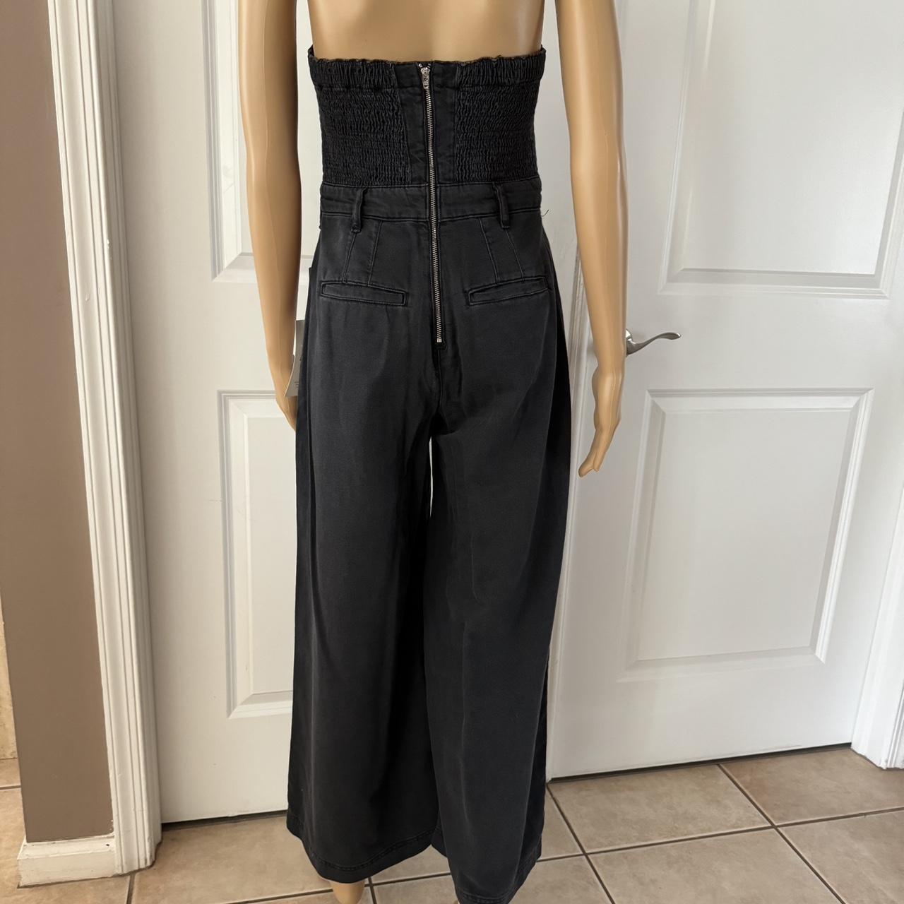 Jeans  Womens Pilcro Pilcro Strapless Polished Wide-Leg Jumpsuit Dark Rue  Wash - Bolmeg