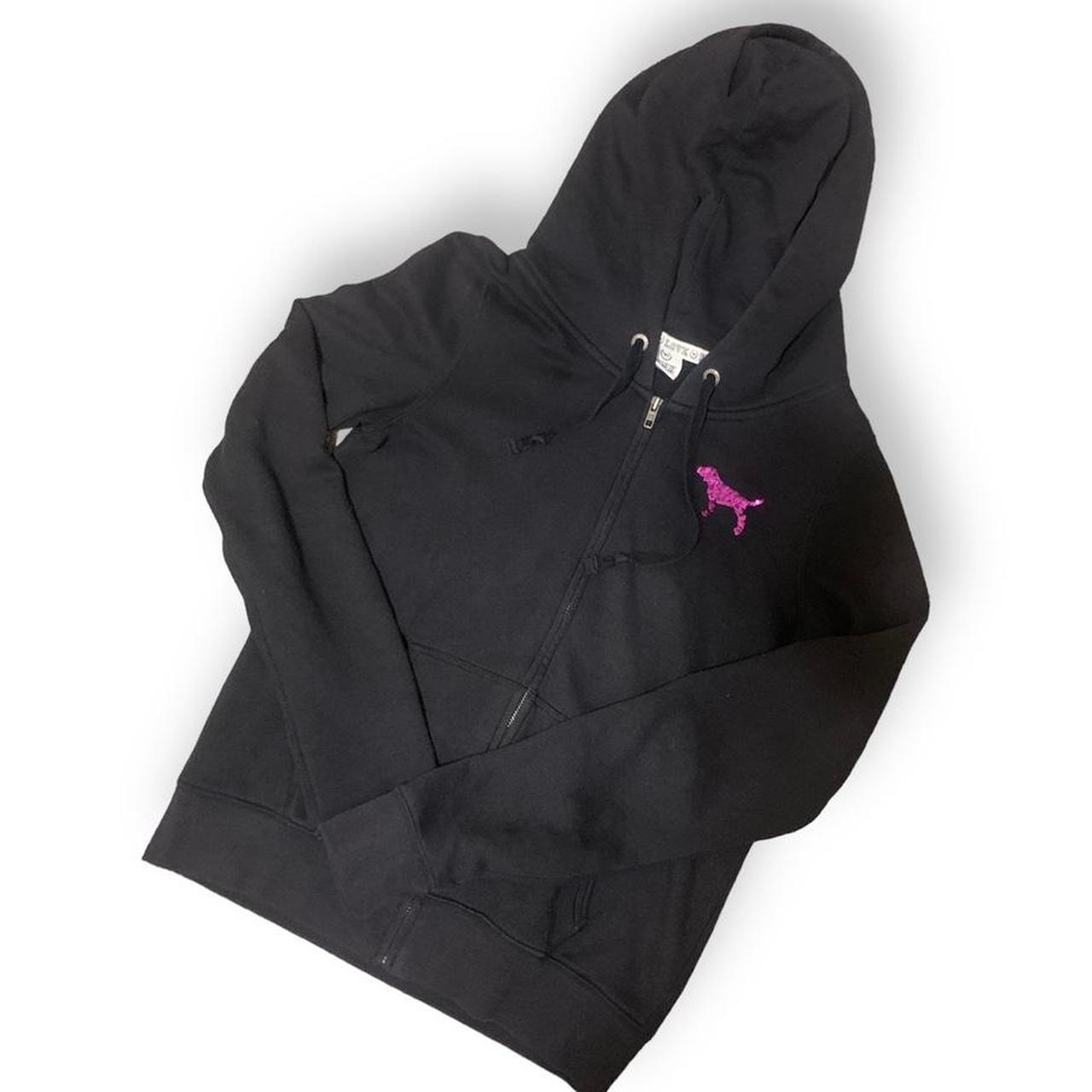 Victorias Secret PINK Hoodie Love Pink black... Depop