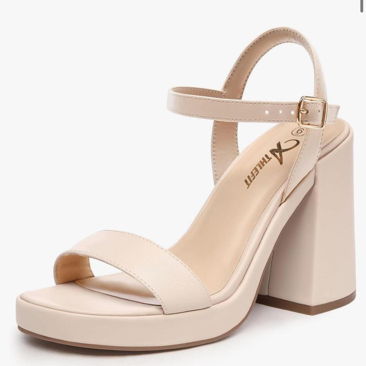 Beige on sale chunky heels