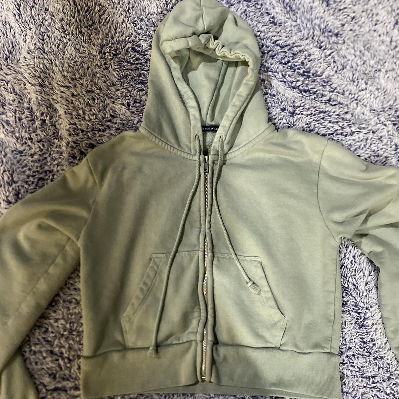 Brandy Melville sage green cropped hoodie No flaws... Depop