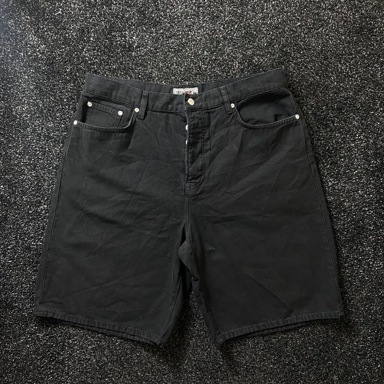 Stussy Black Washed Canvas Big Ol Short | Depop