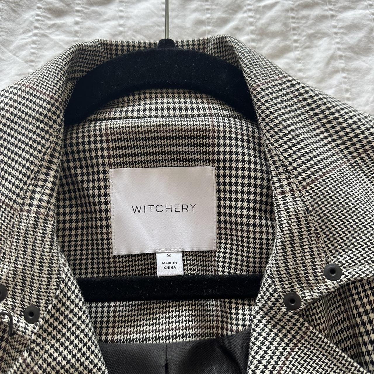 Witchery Check Trench Coat In Mushroom Grey Size 8 Depop