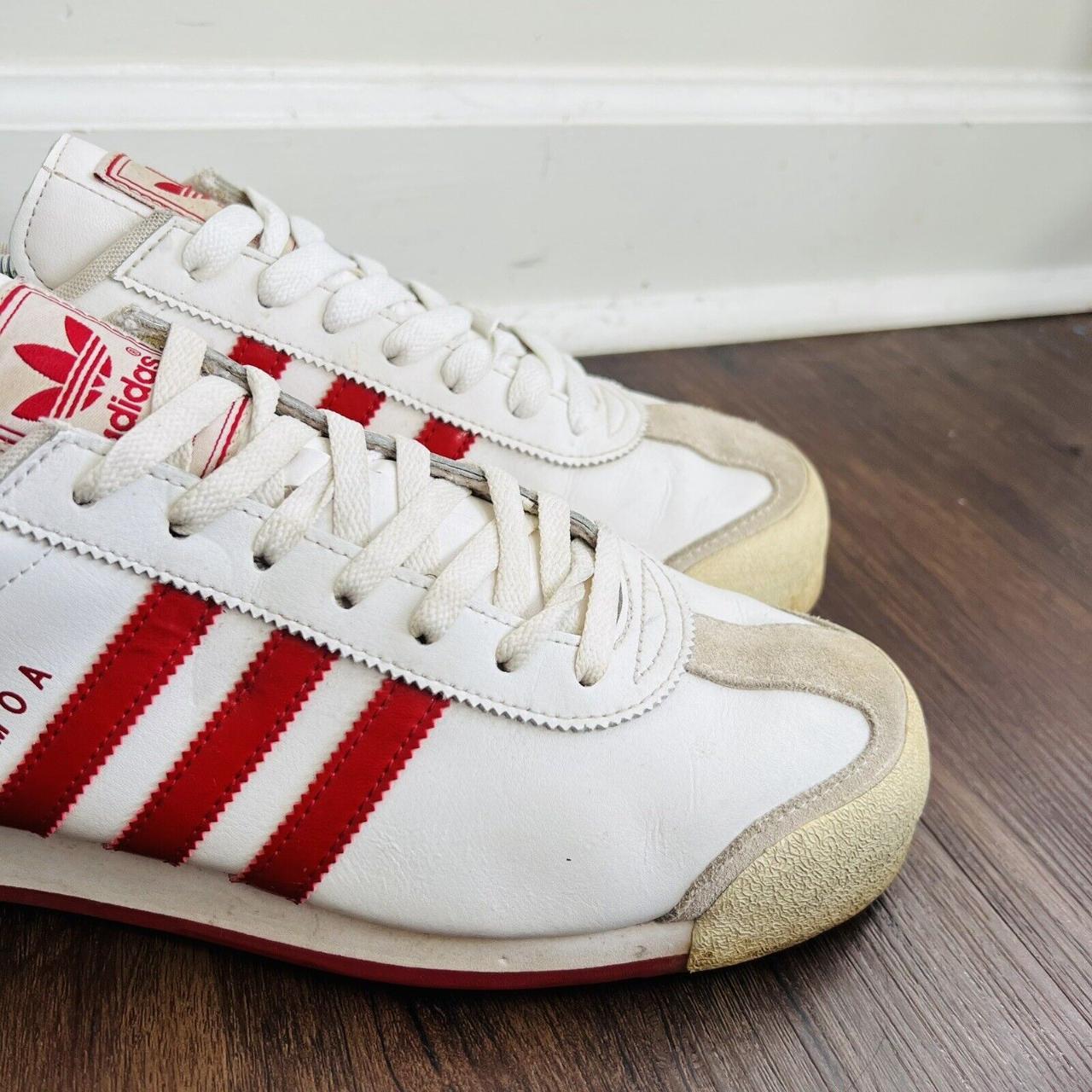 ADIDAS SAMOA Red & White Striped Low Top Sneakers... - Depop