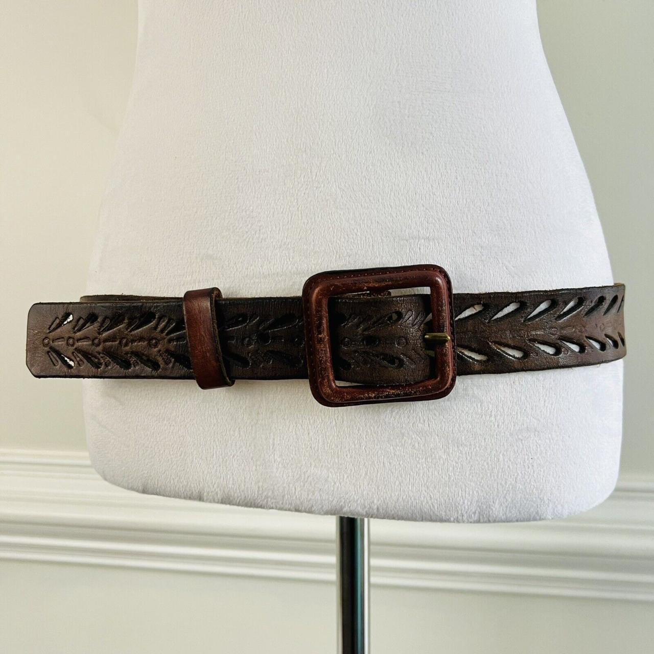 OLD NAVY Dark Brown Genuine Leather Womens Belt Size... Depop