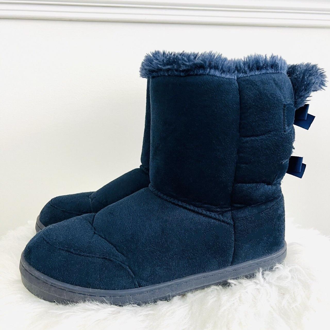 Holly Dark Blue Faux Suede & Shearling Lined Winter... - Depop