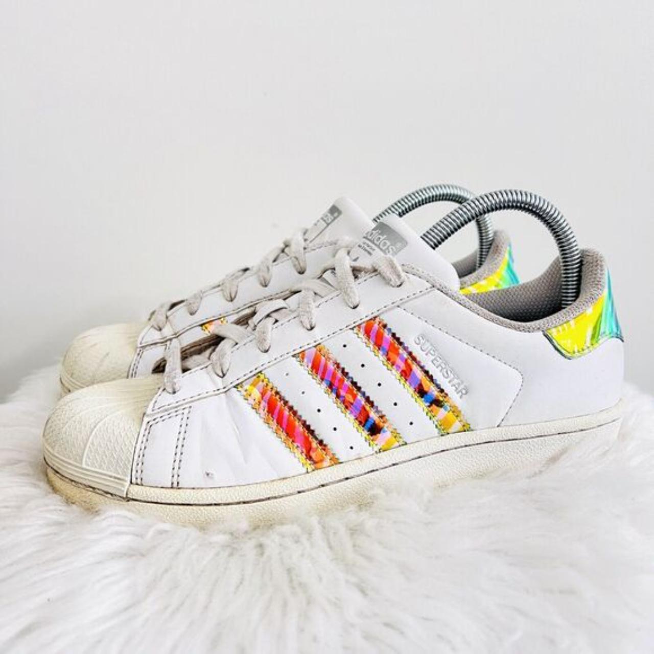 ADIDAS Superstar White Iridescent Zebra Striped. Depop