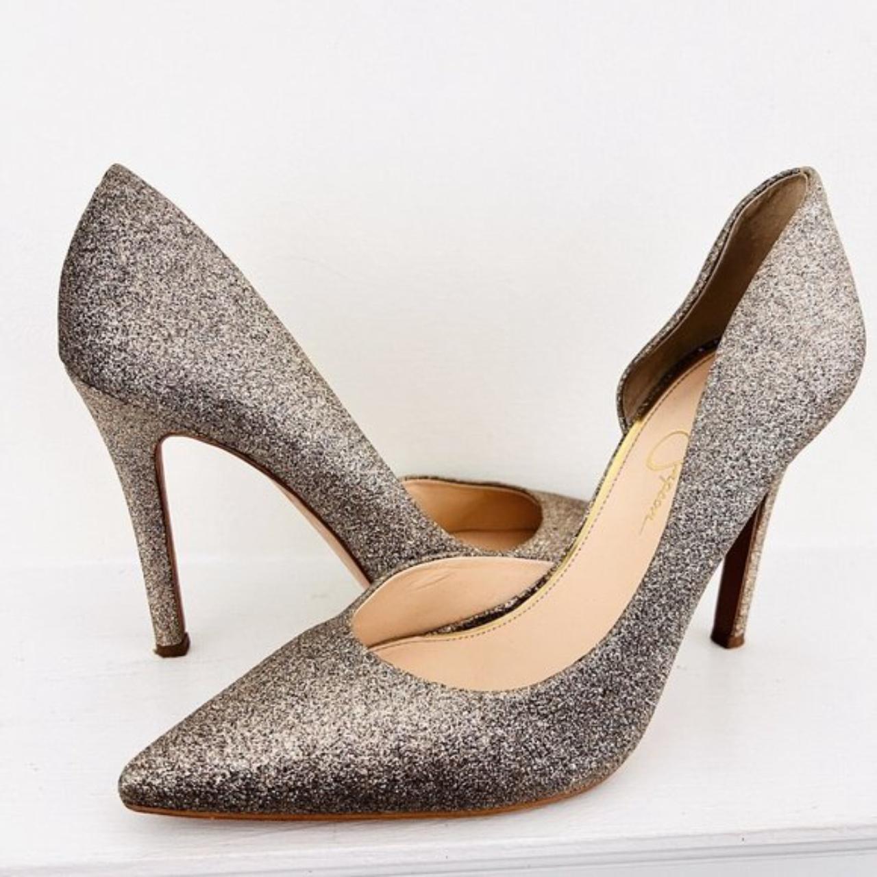 Jessica simpson silver sparkly heels best sale