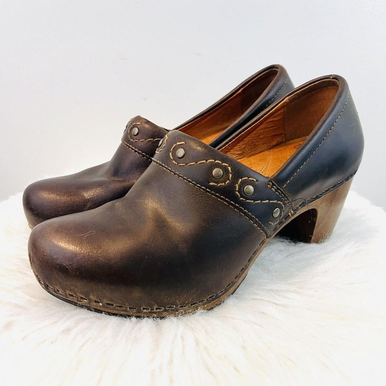 Dansko Riki Dark Brown Leather Wooden Heeled Studded