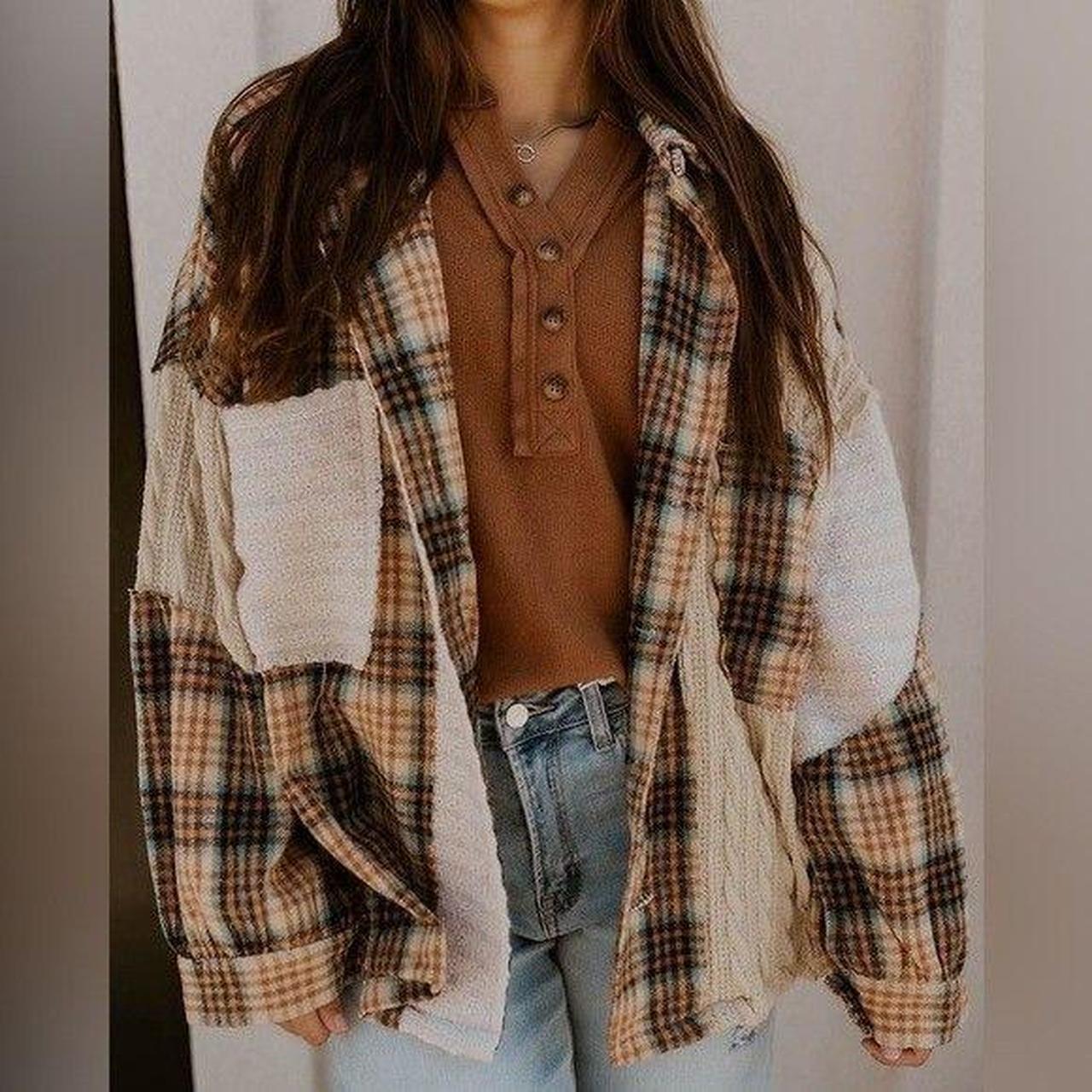 Women's Jacket - Brown - M – POL Mixed Patchwork … - image 1