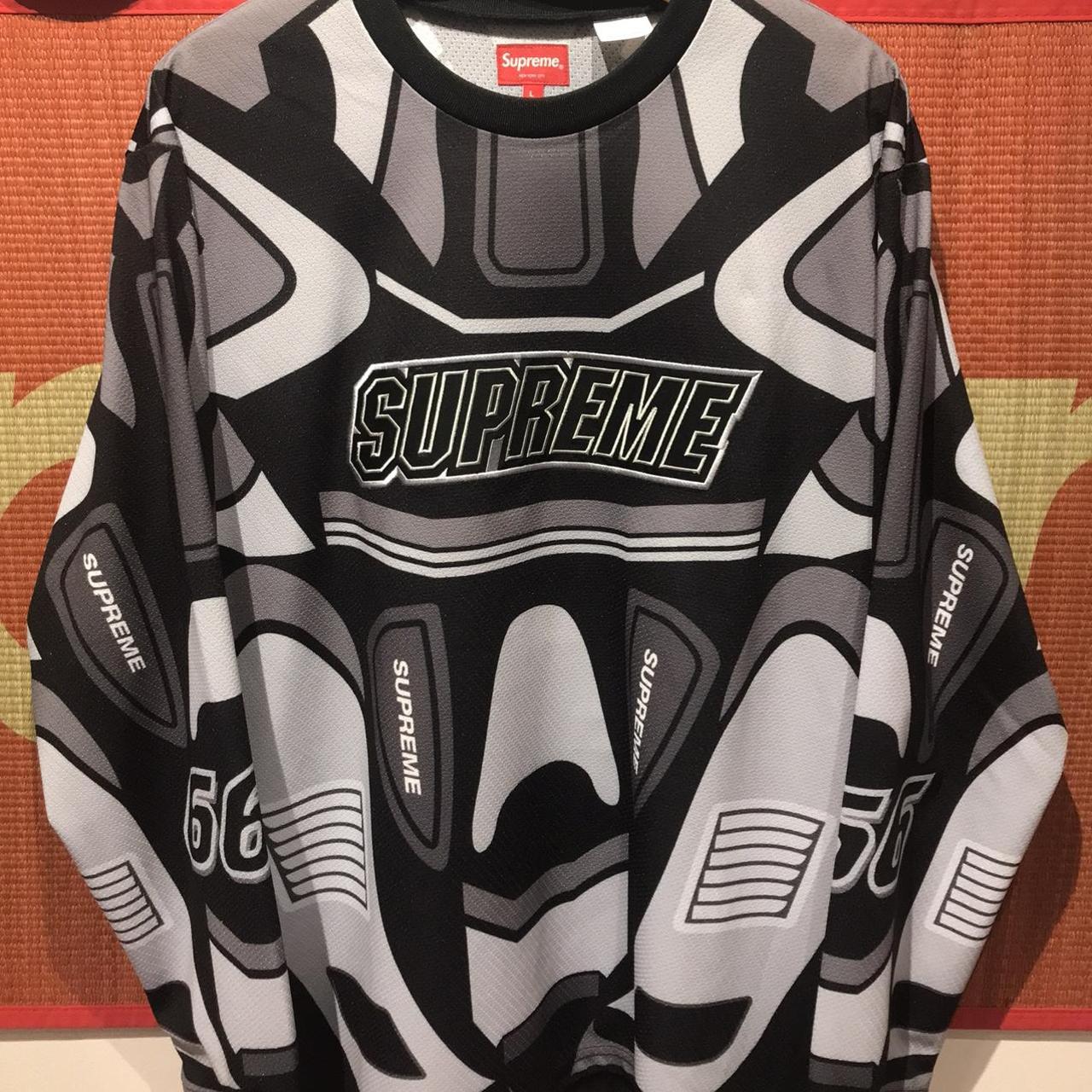 SUPREME X BOUNTY HUNTER MESH MOTO JERSEY BLACK... - Depop