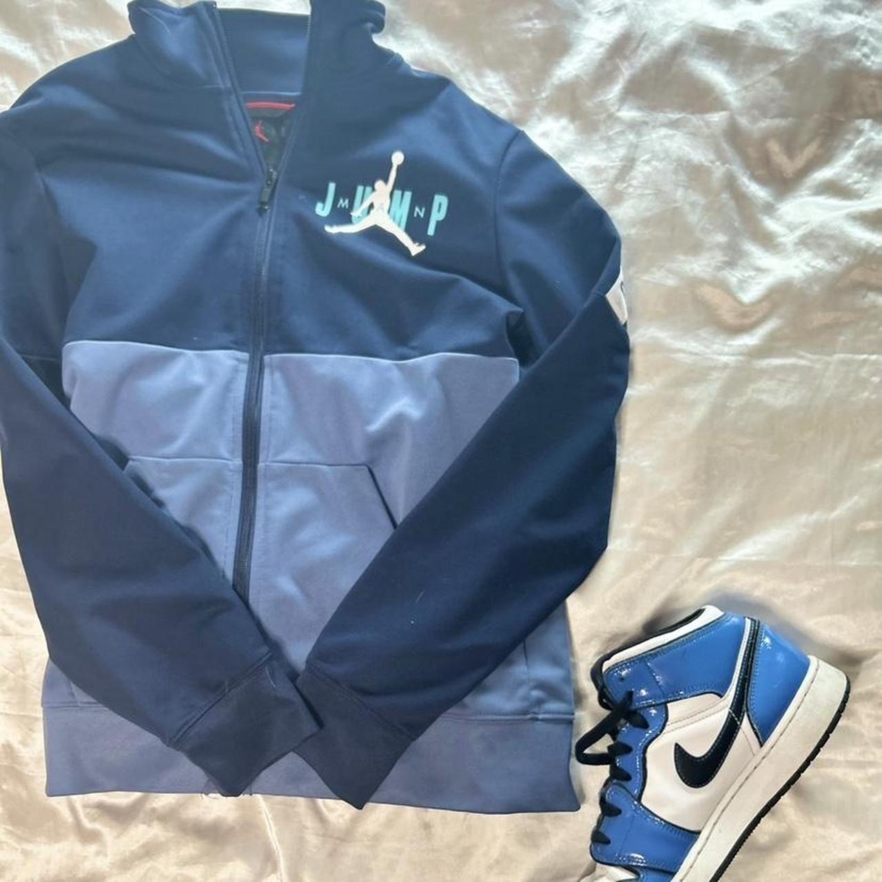 Jordan Men's Blue and Navy Hoodie | Depop