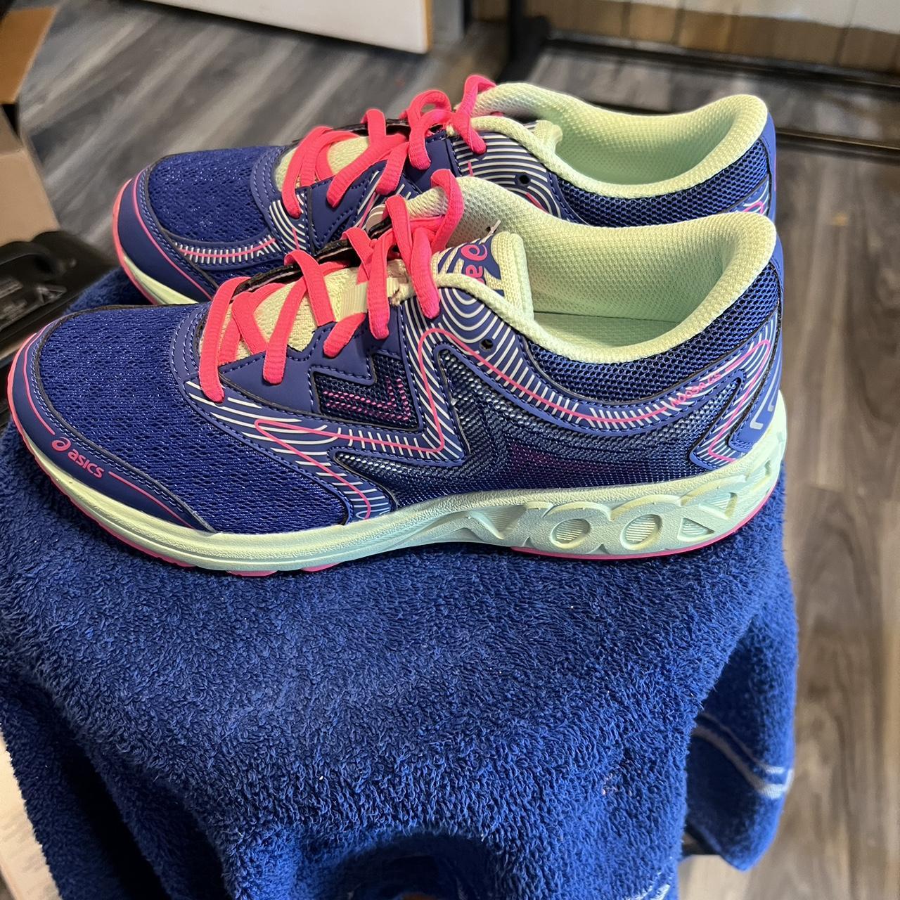 Asics blue clearance and pink trainers