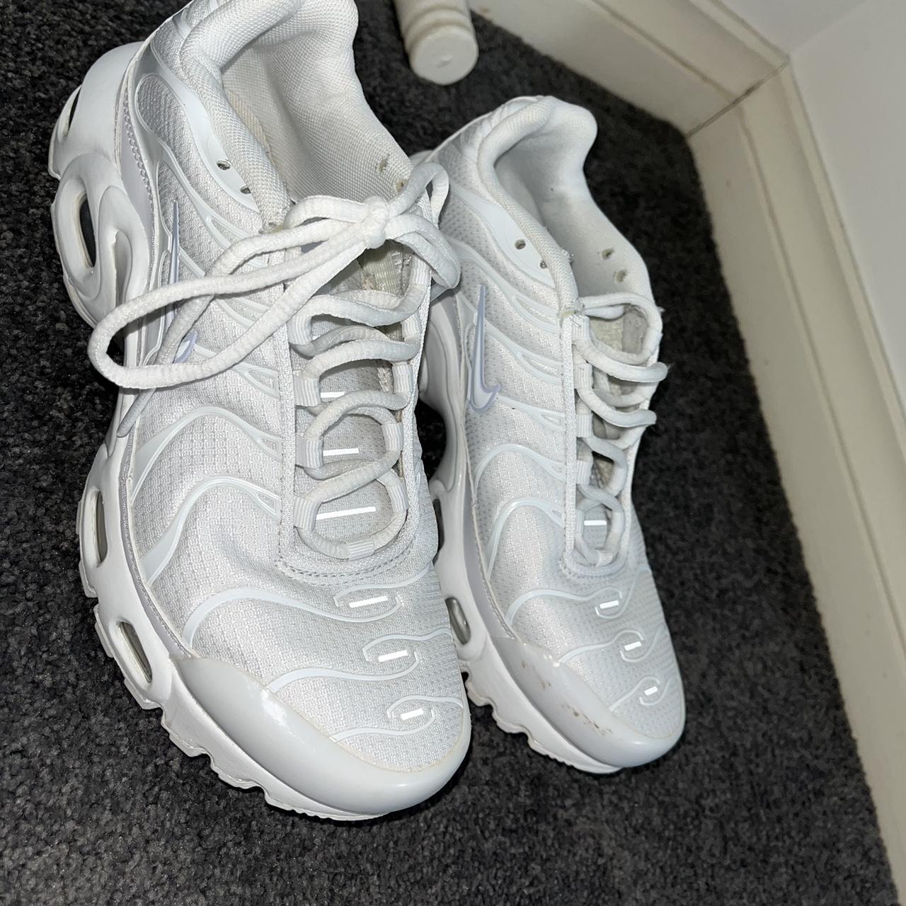 - White Nike Tns - Size 5 youth - Worn a few times... - Depop