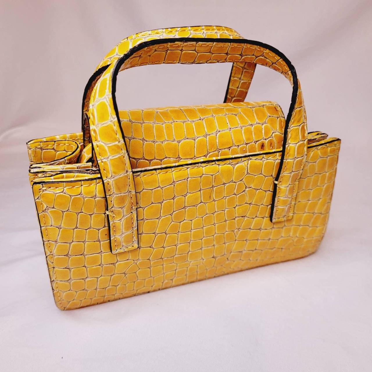 Marge Sherwood croc skin yellow square mini bag