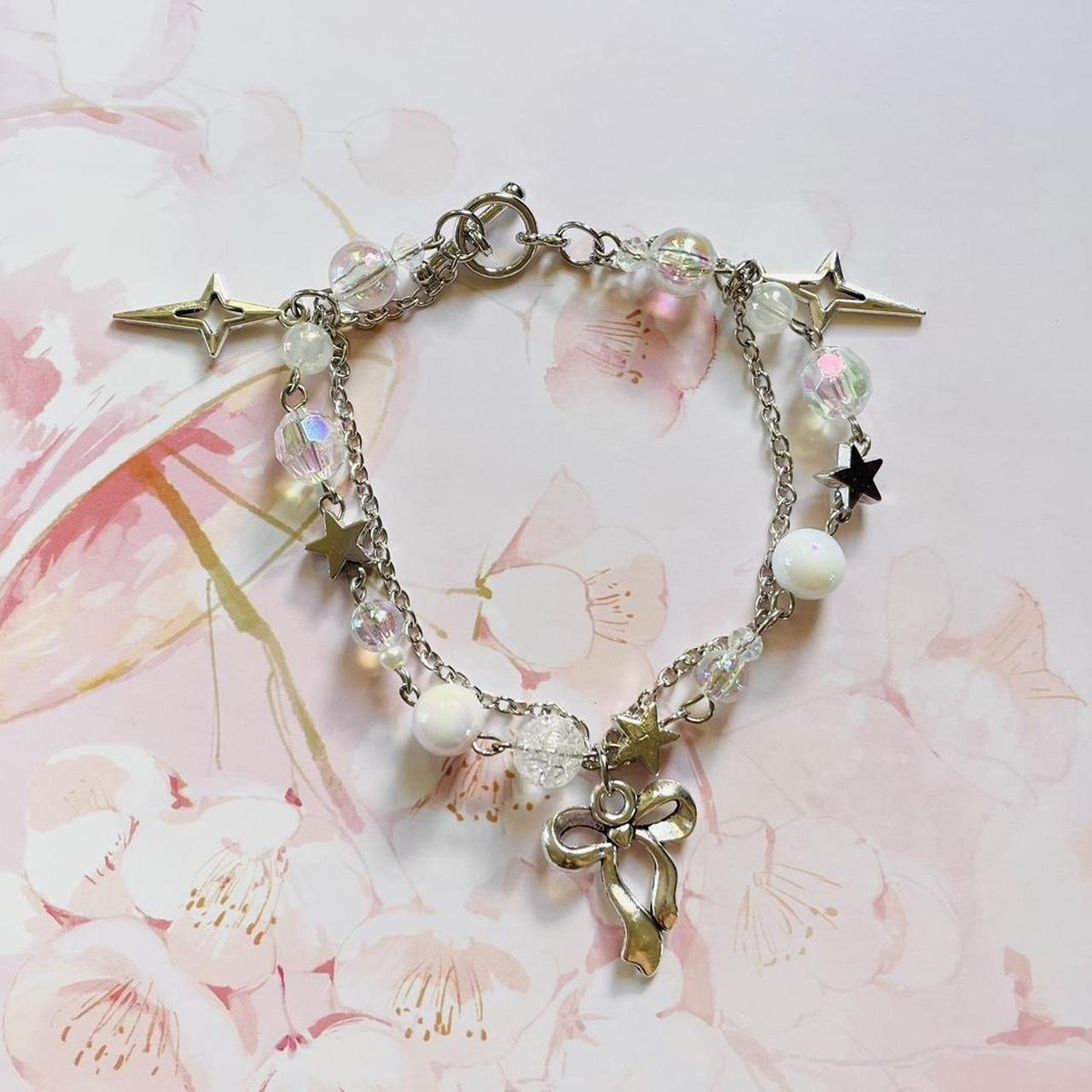 Coquette Bracelet Friendship Jewelry Beaded Bow Pearl Accessories  Minimalist Jewellery Star Charm Beads Gift Idea Handmade 