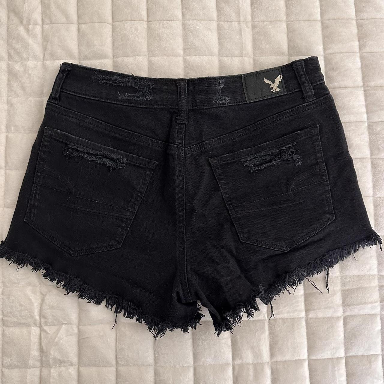 American Eagle High Waisted Black Denim Shorts Depop