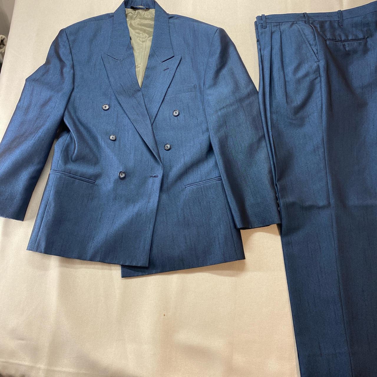 Falcone Made In USA Blue doublebreasted suit with a... Depop