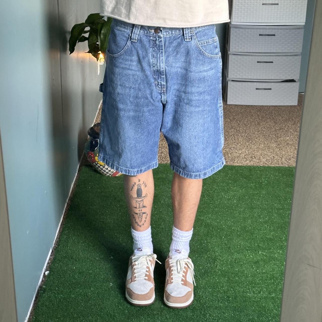 y2k wrangler carpenter jorts • fits a 34, 6ft for... - Depop