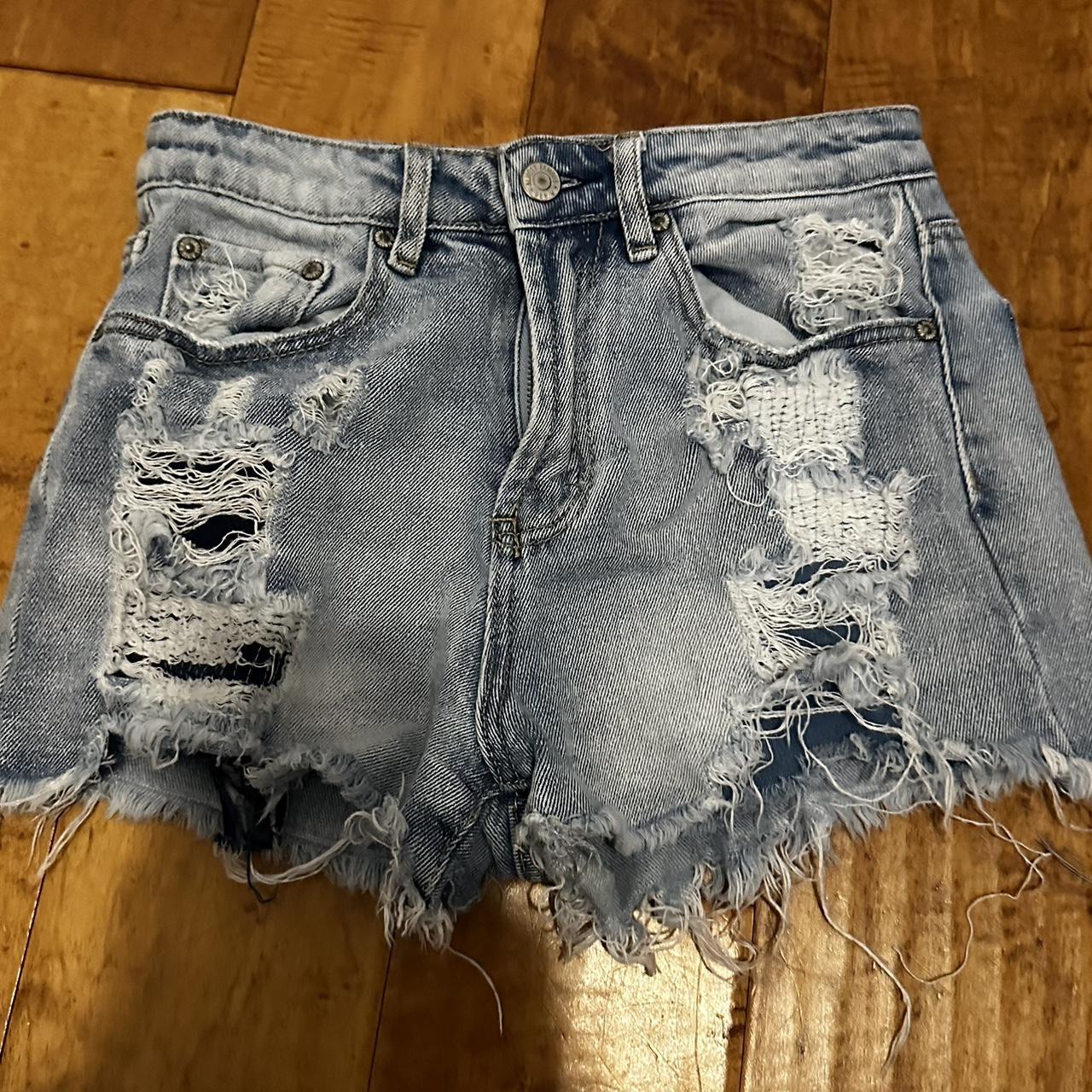 BLUE JEAN SHORTS all rips are FACTORY MADE no rips,... - Depop