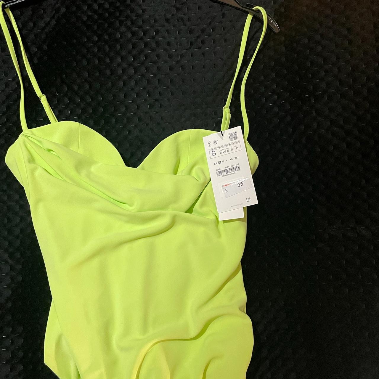 Neon green Zara bodysuit - Depop