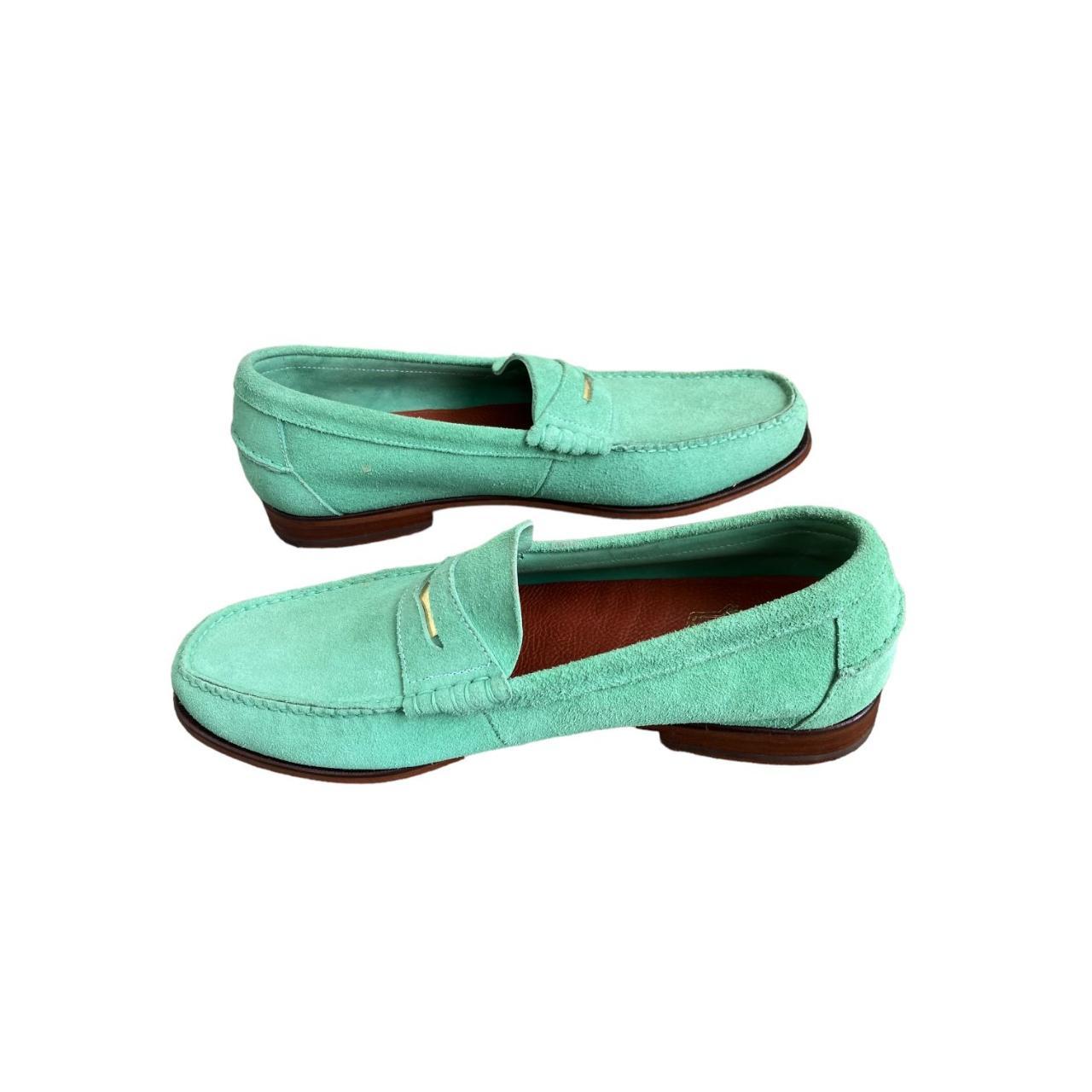 Men's Vintage Suede Mint Green Loafers Size 12D... - Depop