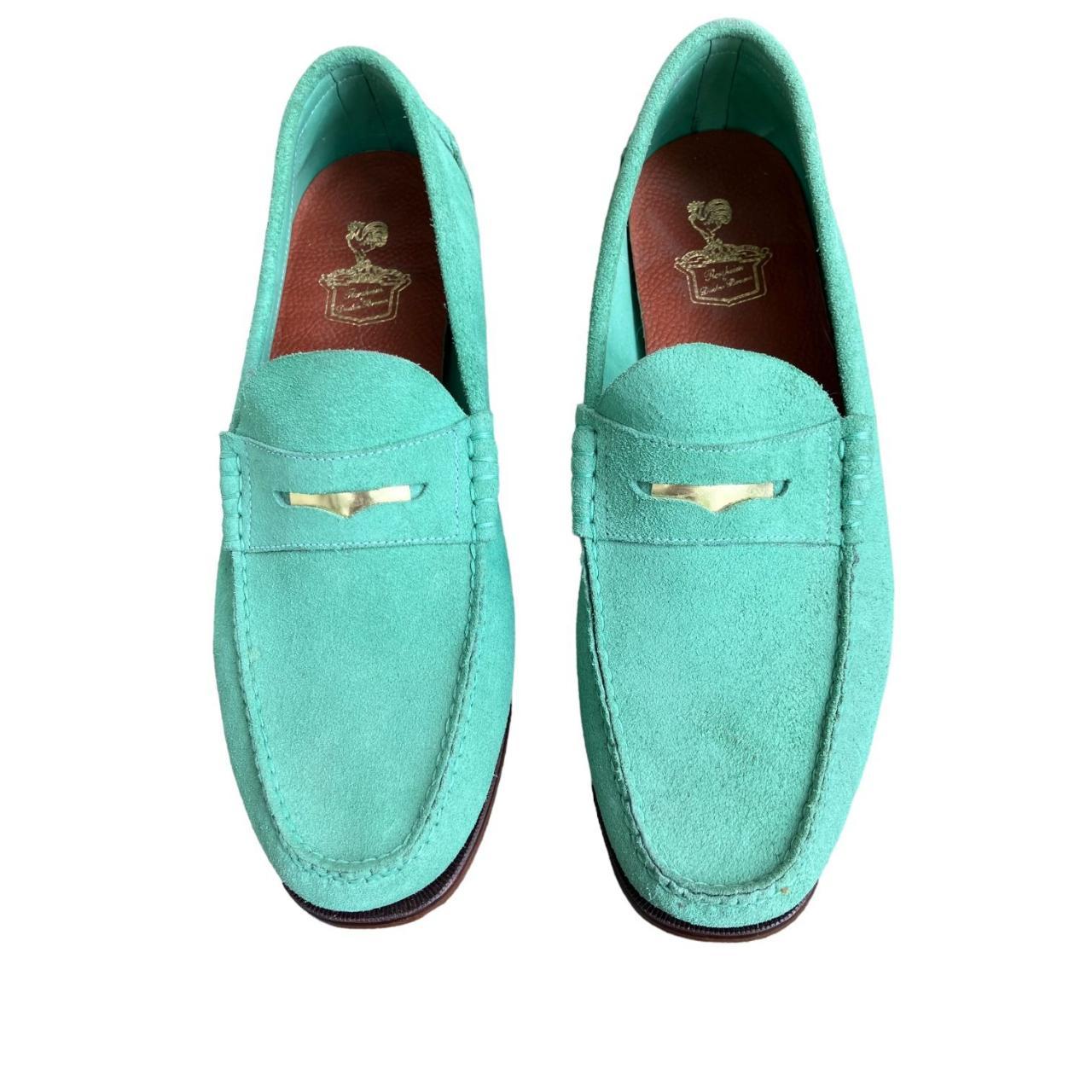 Men's Vintage Suede Mint Green Loafers Size 12D... Depop