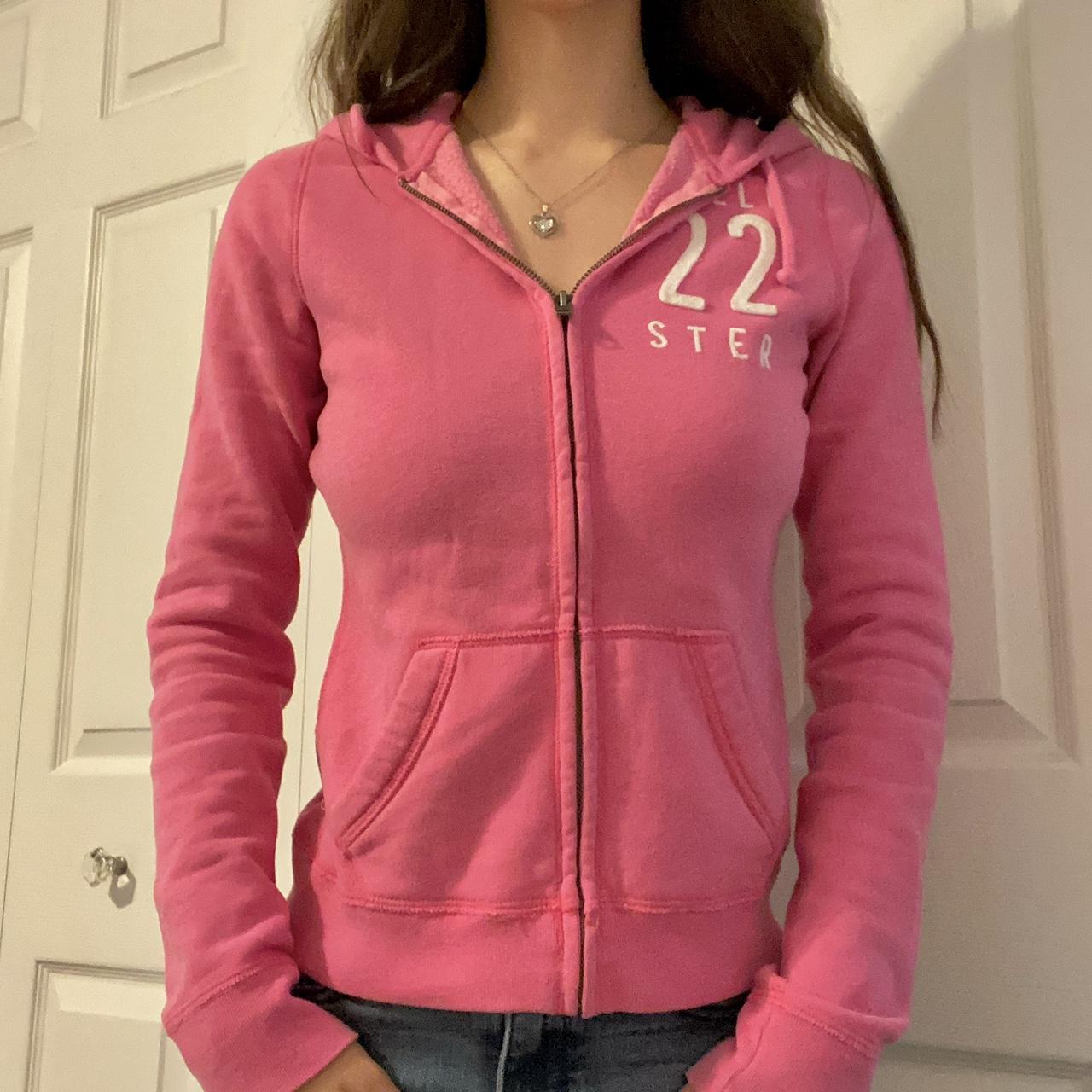 Ultra rare Y2K pink Hollister zip up jacket!... - Depop