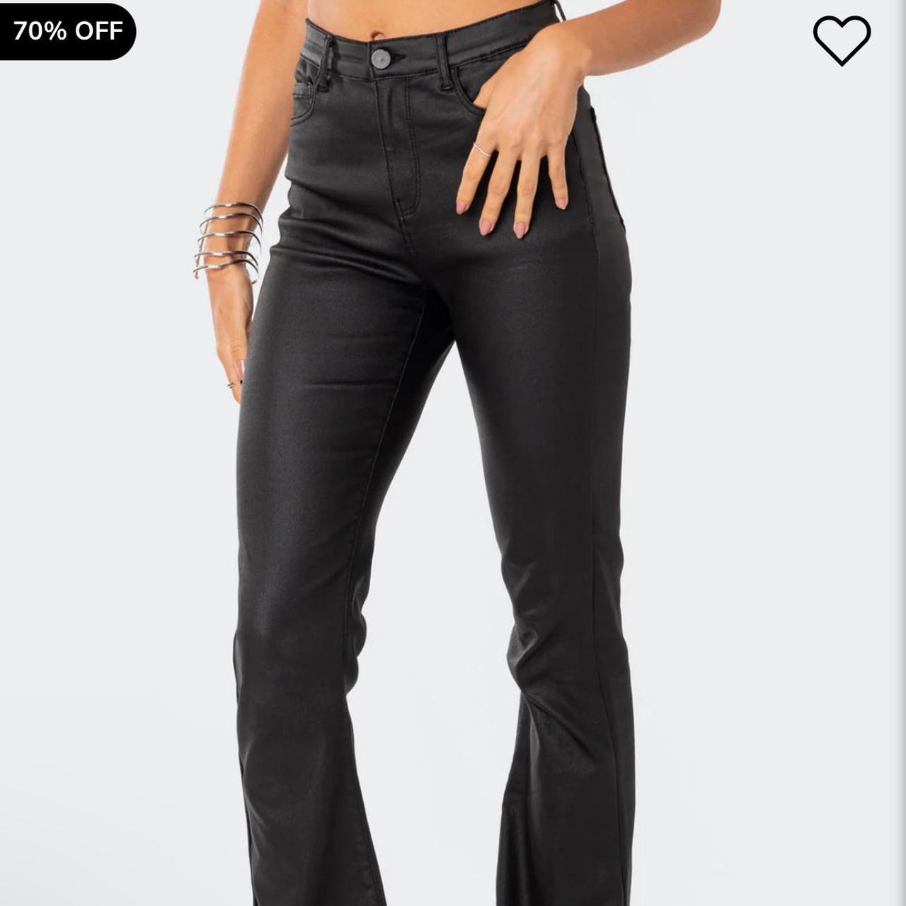 Edikted Leather Flares Edikted Leather Flare Bottom Pants