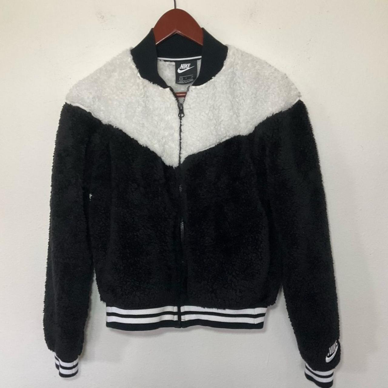 Nike Black and White Monochrome Panda Sherpa Fleece. Depop