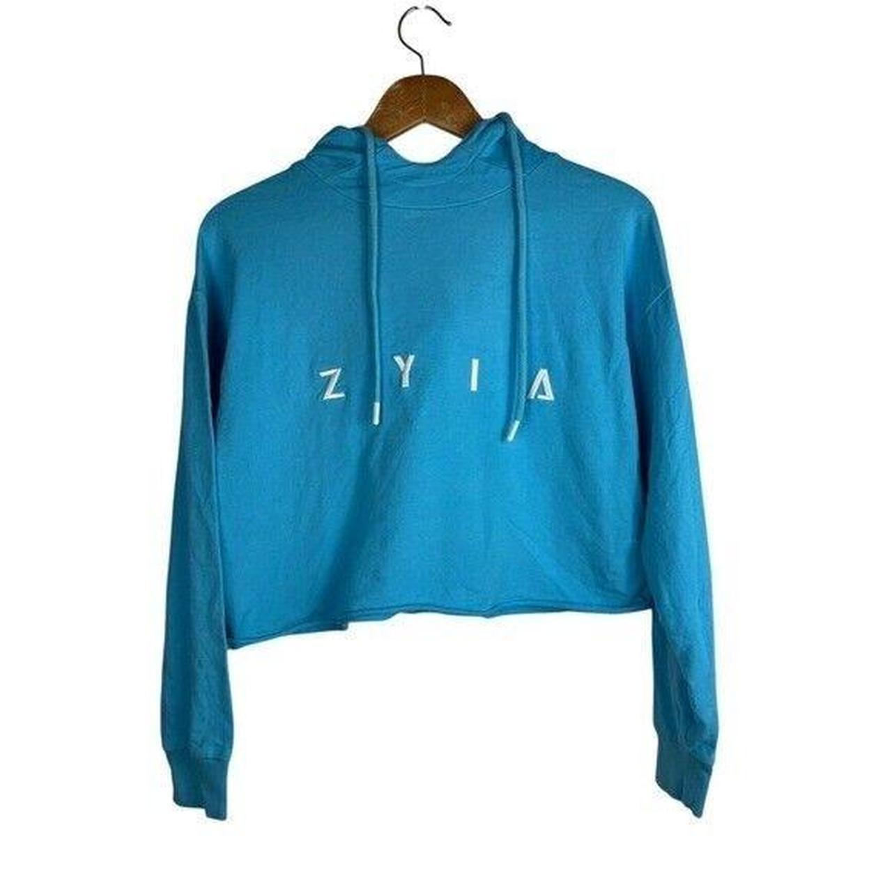 Women's Hoodie - Blue/White - 4 – Zyia Active Small Sky Blue Raw Edge …